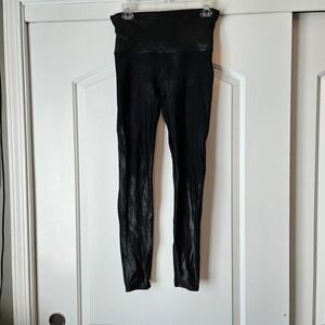 Spanx Faux Leather Leggings Womens XL Black Yoga Workout Athleisure